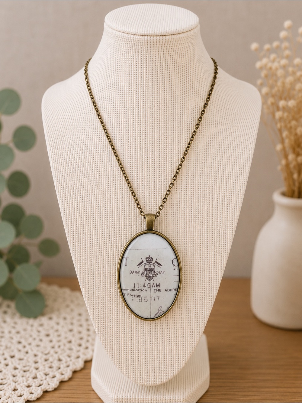Handmade Postmark Keychain Pendant Necklace